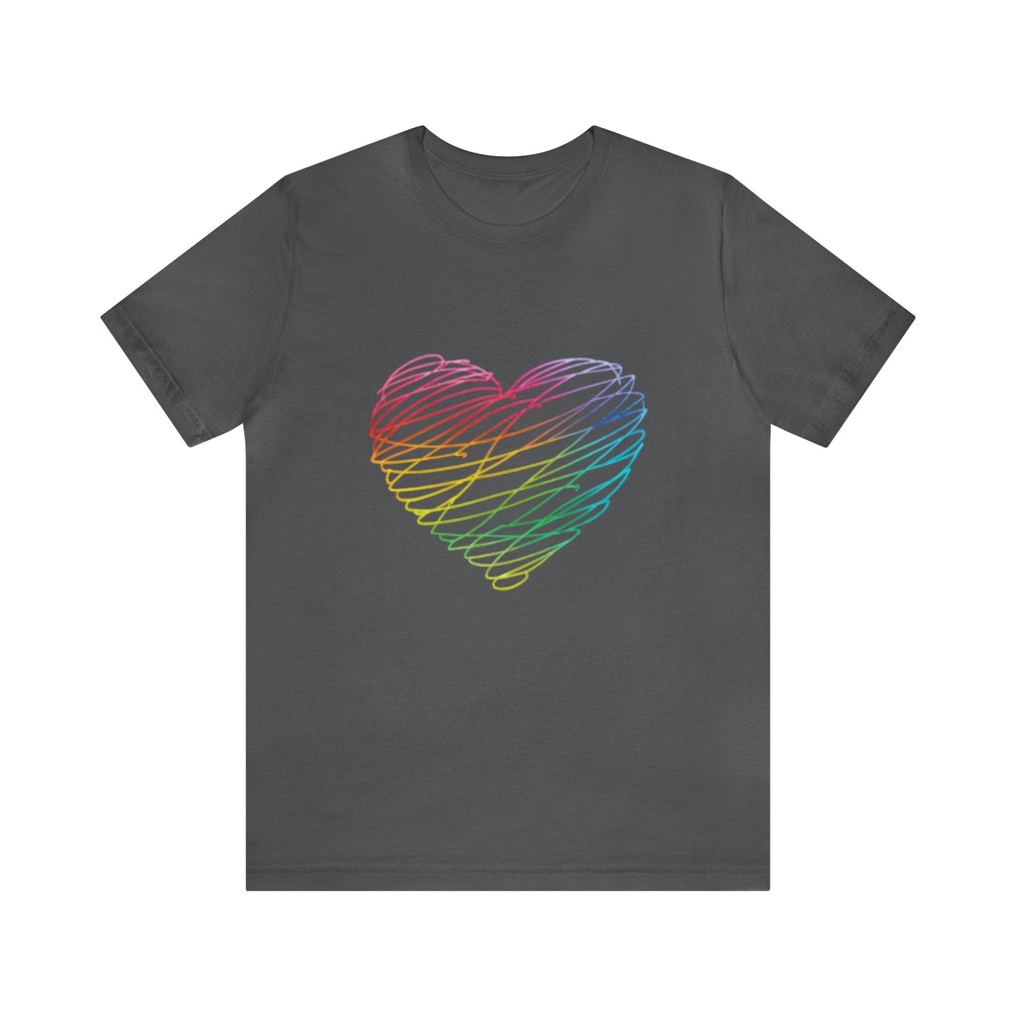 Rainbow Neon Heart Unisex Jersey Short Sleeve Tee