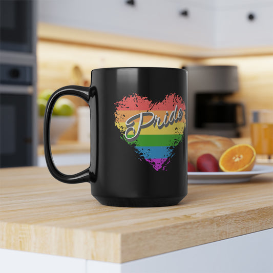 Colorful Heart Colorful Life LGBT Pride 15oz Black Coffee Mug LGBTQ Pride