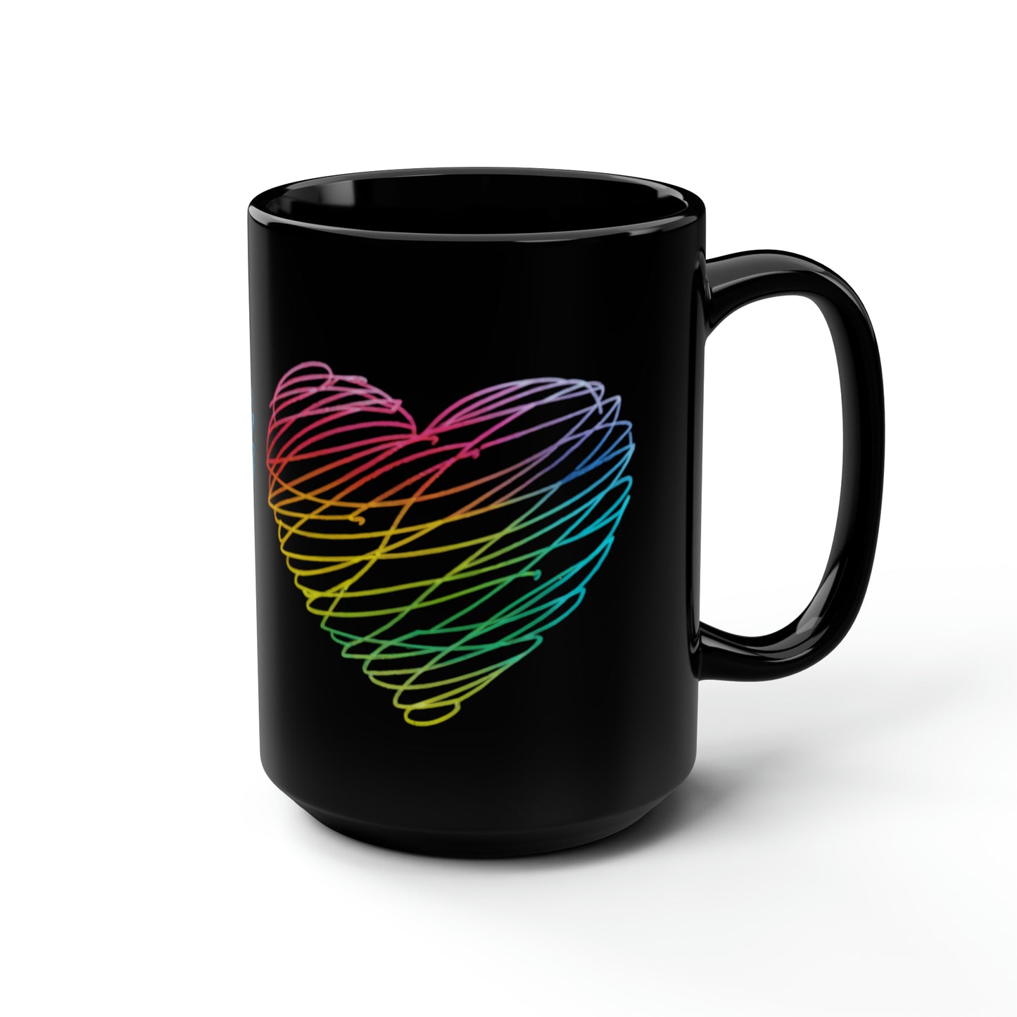 Neon Heart 15oz Black Coffee Mug