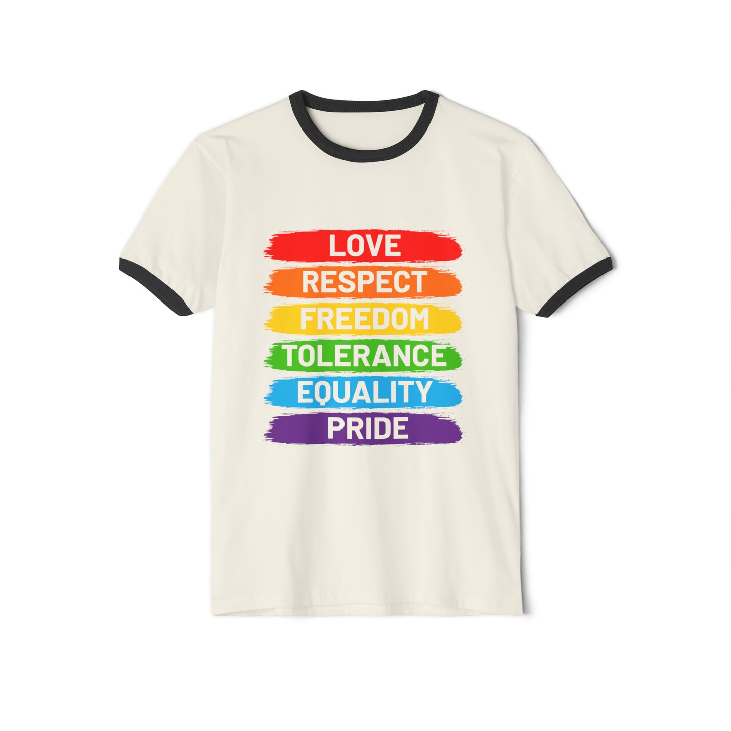 Love Respect Freedom Tolerance Equality Pride LGBT Unisex Cotton Ringer T-Shirt