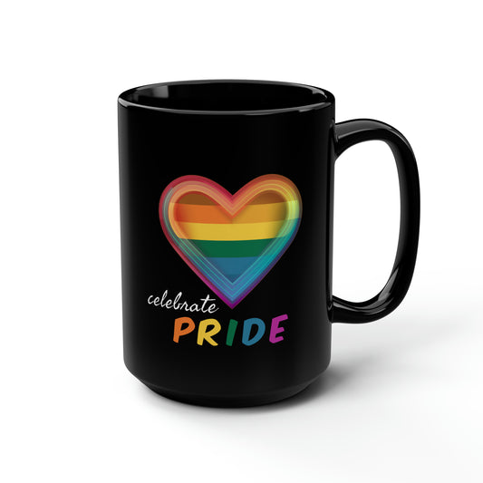 Celebrate Pride 15oz Black Coffee Mug