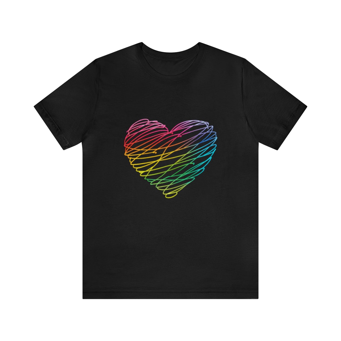 Rainbow Neon Heart Unisex Jersey Short Sleeve Tee