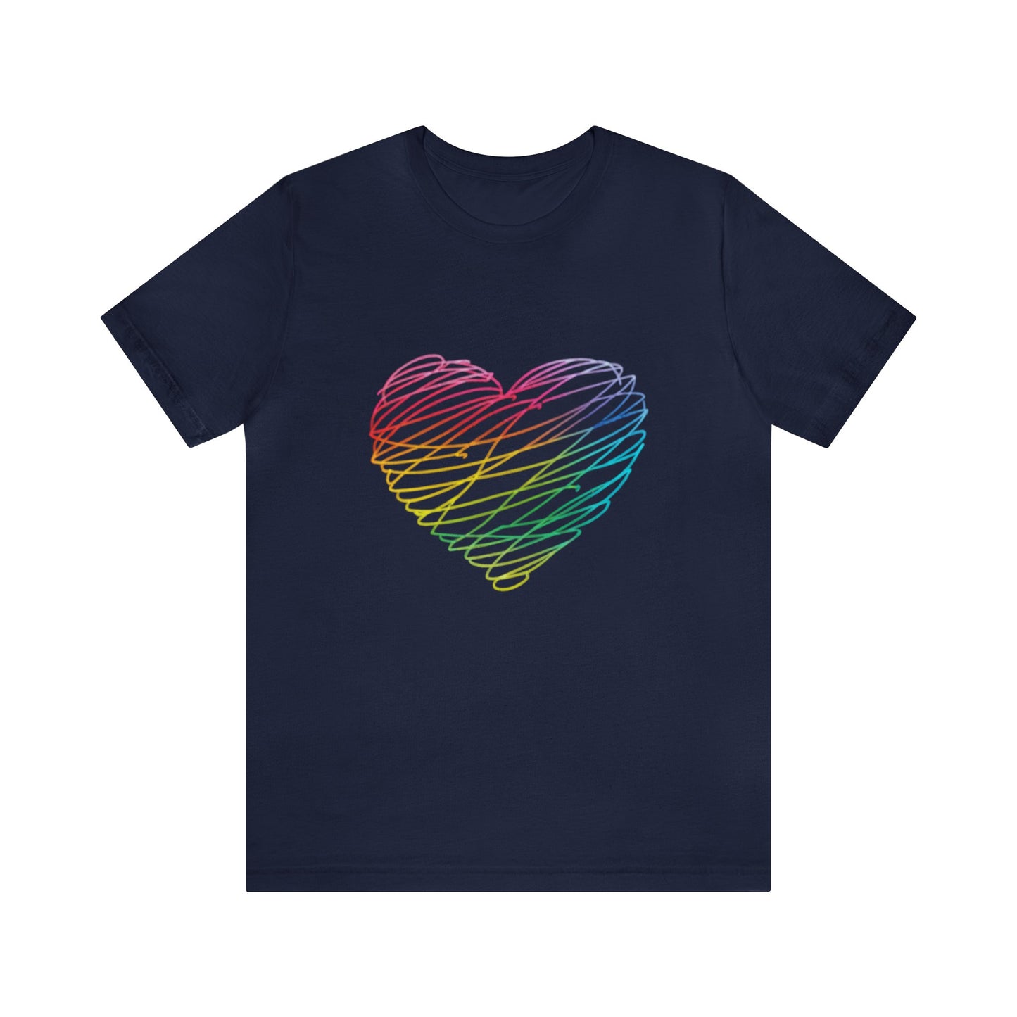 Rainbow Neon Heart Unisex Jersey Short Sleeve Tee