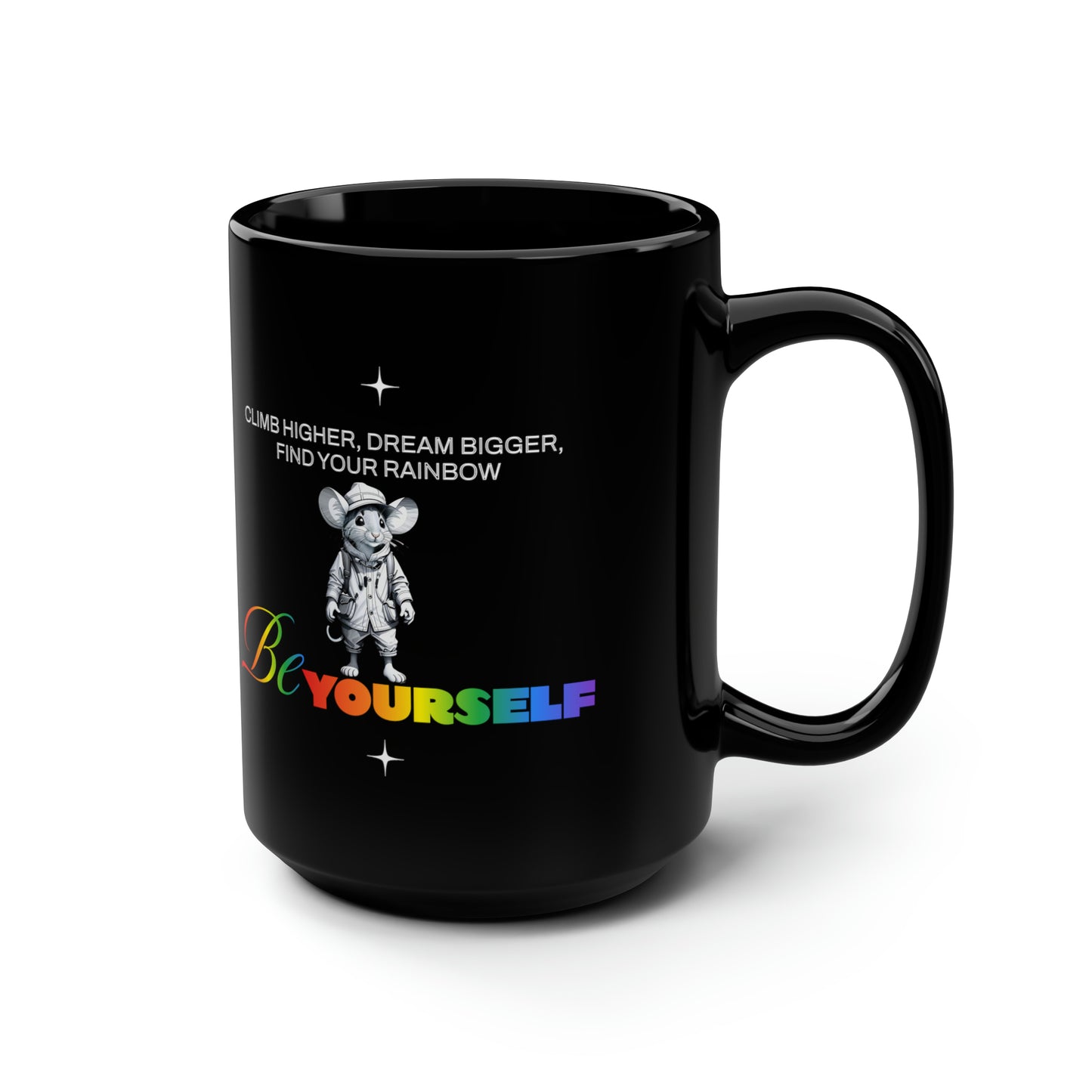 Be Yourself Find Your Rainbow 15oz Black Coffee Mug