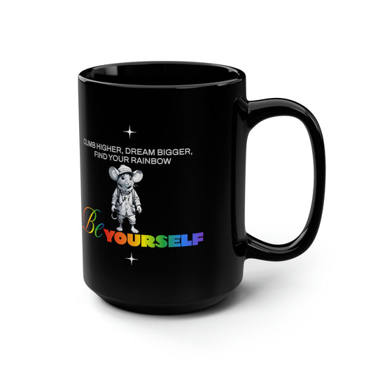 Be Yourself Find Your Rainbow 15oz Black Coffee Mug