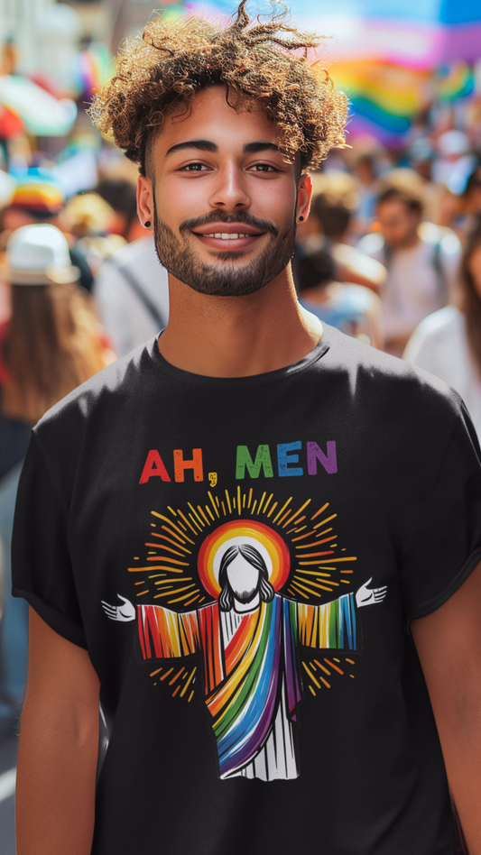 LGBTQ PRIDE Unisex Short Sleeve Tee LGBTQ Rainbow Pride T-shirt Ah, Men