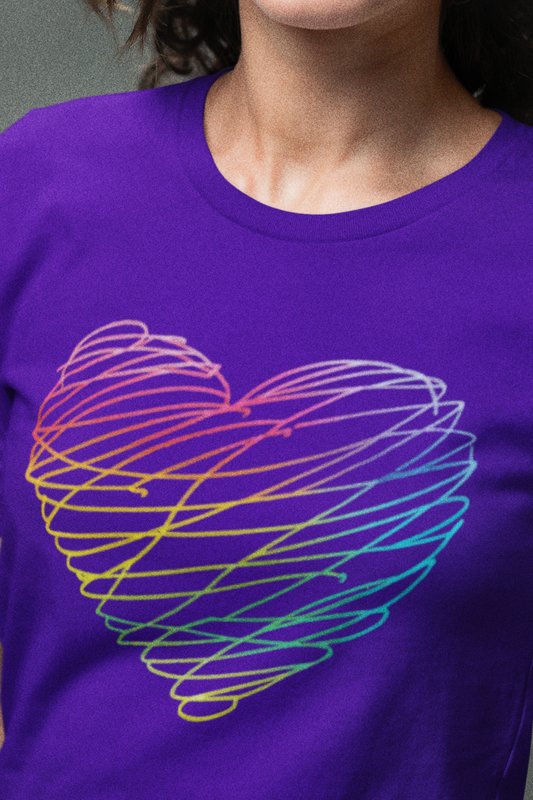 Rainbow Neon Heart Unisex Jersey Short Sleeve Tee