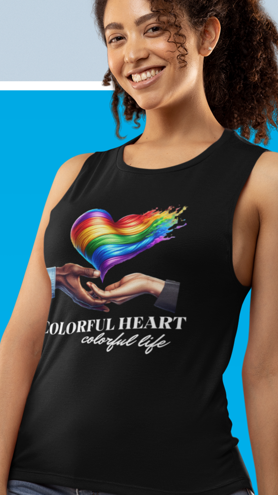 Colorful Heart Colorful Life LGBT Rainbow Pride Unisex Jersey Tank