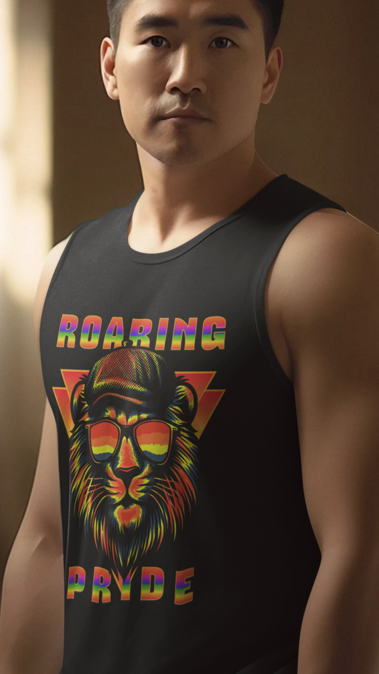 Roaring Pride Lion Rainbow LGBTQ Pride Unisex Jersey Tank